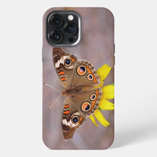 黄色い花の美しい蝶 iPhoneケース (裏面)