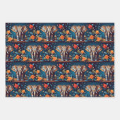 黄色い花の美しい象の歩く ラッピングペーパーシート (正面3)