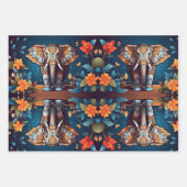 黄色い花の美しい象の歩く ラッピングペーパーシート (正面2)