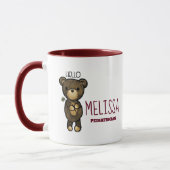 黄色い花の花を持つかわいい茶色のカスタムクマ マグカップ (左)