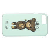 黄色い花の花を持つかわいい茶色のカスタムクマ Case-Mate iPhoneケース (裏面(横))