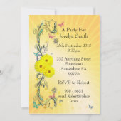 黄色い花の誕生日パーティー招待状 招待状 (裏面)