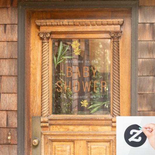 黄色い花の赤ちゃんシャワー ウィンドウサイン (ホームデコレーション)