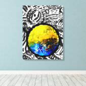 黄色い花の車 キャンバスプリント (インサイチュ (ウッドフロア))