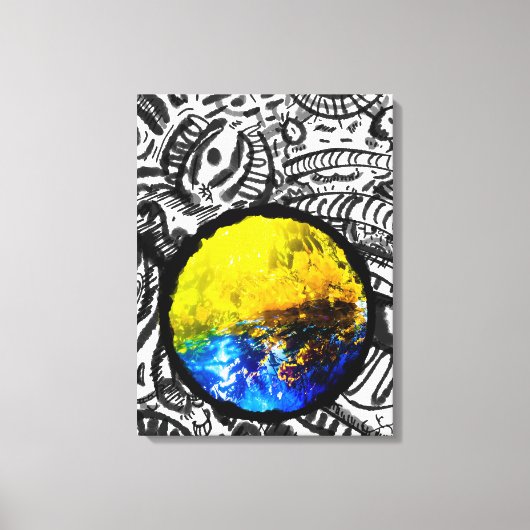 黄色い花の車 キャンバスプリント (正面)