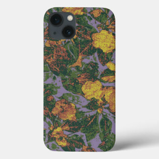 黄色い花の迷彩模様 iPhone 13ケース