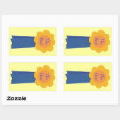 黄色い花の青いリボンザ最高のステッカー 長方形シール (シート)