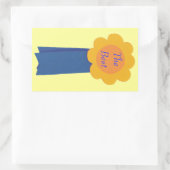 黄色い花の青いリボンザ最高のステッカー 長方形シール (バッグ)