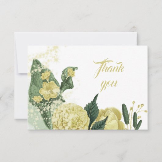 黄色い花は緑葉 サンキューカード (正面)