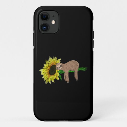 黄色い花ひまわり眠そうな動物好き野生 Case-Mate iPhoneケース (裏面)
