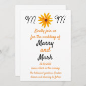 黄色い花ひまわり結婚の 招待状 (正面/裏面)