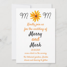 黄色い花ひまわり結婚の 招待状