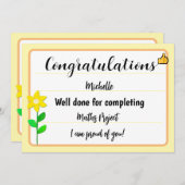 黄色い花を付けたおめでとうカード シーズンカード (正面/裏面)