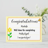 黄色い花を付けたおめでとうカード シーズンカード (スタンド正面)