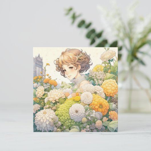 黄色い花を咲かせたアニメの女空白のの子 (スタンド正面)