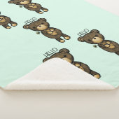 黄色い花を持つかわいい茶色のクマ シェルパブランケット (3/4)