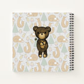 黄色い花を持つかわいい茶色のクマ ノートブック (裏面)