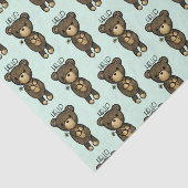 黄色い花を持つかわいい茶色のクマ 薄葉紙 (詳細)