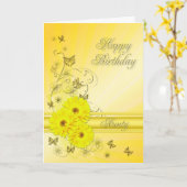 黄色い花を持つアウンティの誕生日のために カード (黄色い花)