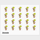 黄色い花を持つクマ スクエアシール (シート)