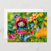 黄色い花を持つクロアチアの妖精 シーズンポストカード (正面/裏面)