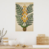 黄色い花を持つシダ ポスター (キッチン)