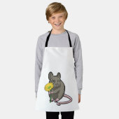 黄色い花を持つネズミ エプロン (着用した状態)