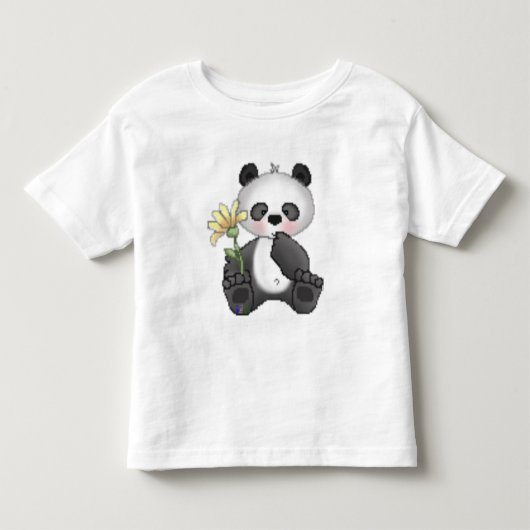 黄色い花を持つパンダ トドラーTシャツ (正面)
