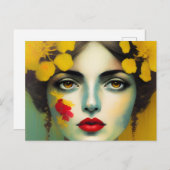 黄色い花を持つ人 ポストカード (正面/裏面)