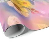 黄色い花を持つ審美的なピンクのパターン ラッピングペーパー (ロールコーナー)