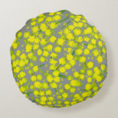 黄色い花アカシアの名前の意味ピロー ラウンドクッション (裏面)