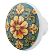 黄色い花イタリアン瓦 セラミックノブ (右)