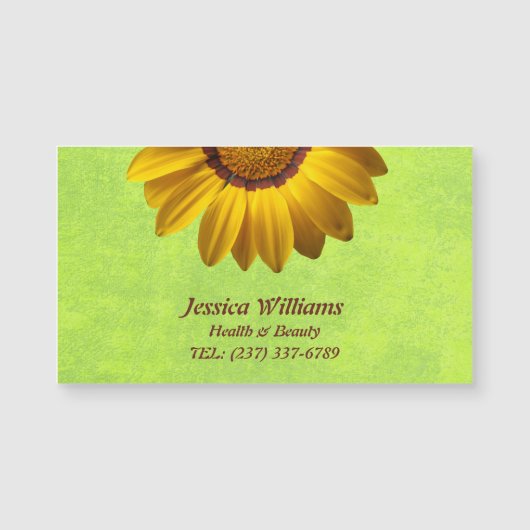 黄色い花オン抽象芸術グリーンモノグラム (正面)