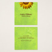 黄色い花オン抽象芸術グリーンモノグラム (正面&裏面)