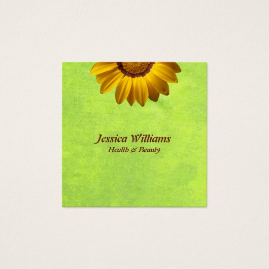 黄色い花オン抽象芸術グリーンモノグラム (正面)