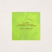 黄色い花オン抽象芸術グリーンモノグラム (裏面)