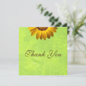 黄色い花オン抽象芸術グリーンモノグラム サンキューカード (スタンド正面)