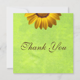 黄色い花オン抽象芸術グリーンモノグラム サンキューカード