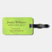 黄色い花オン抽象芸術グリーンモノグラム ラゲッジタグ (裏面横)