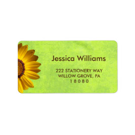 黄色い花オン抽象芸術グリーンモノグラム ラベル