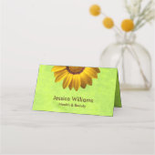 黄色い花オン抽象芸術グリーンモノグラム ロイヤリティカード (正面)