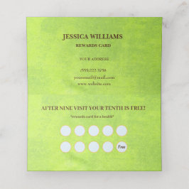黄色い花オン抽象芸術グリーンモノグラム ロイヤリティカード