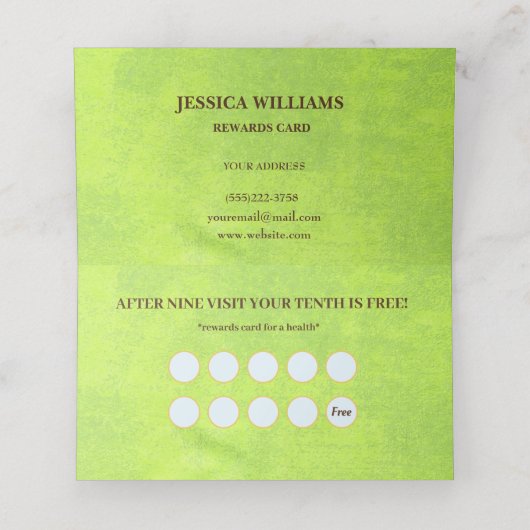 黄色い花オン抽象芸術グリーンモノグラム ロイヤリティカード (内部開封)