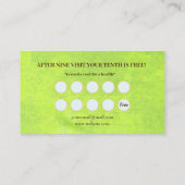 黄色い花オン抽象芸術グリーンモノグラム ロイヤリティカード (裏面)