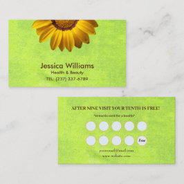 黄色い花オン抽象芸術グリーンモノグラム ロイヤリティカード