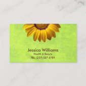 黄色い花オン抽象芸術グリーンモノグラム ロイヤリティカード (正面)
