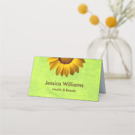 黄色い花オン抽象芸術グリーンモノグラム 予約カード