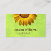 黄色い花オン抽象芸術グリーンモノグラム 予約カード (正面)