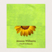 黄色い花オン抽象芸術グリーンモノグラム 名刺 (外部フラット)