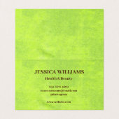 黄色い花オン抽象芸術グリーンモノグラム 名刺 (内部フラット)